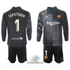 Officiële Voetbalshirt + Korte Broek Doelman FC Barcelona Ter Stegen 1 Uit 2021-22 Lange Mouw - Kids